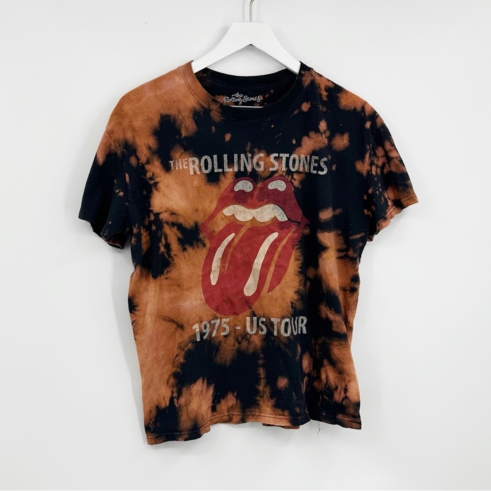 The Rolling Stones Custom Bleach Splatter Short Sleeve Shirt Size XL Upcycled
